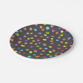 Niedliche Polka-Dots Regenbogenmädchen Party Pappteller (Schrägansicht)