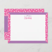 Niedliche Polka Dots Rosa Lila Rahmen Girly Statio Mitteilungskarte (Vorne/Hinten)