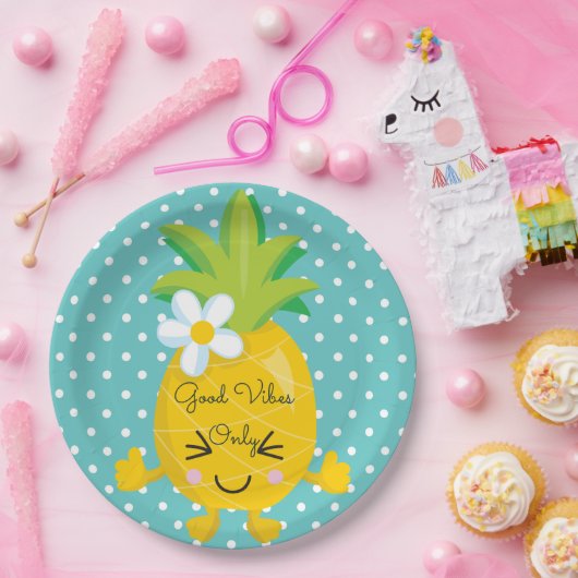 Niedliche Polka Dots und Ananas Pappteller (Party)
