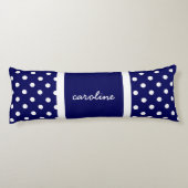 Niedliche Polka-Punkte, Marine u. weißes, addieren Seitenschläferkissen (Rückseite)