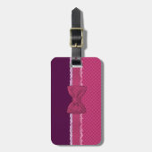Niedliche Polka-Punkte rosa Bugband Hintergrund Gepäckanhänger (Vorderseite vertikal)
