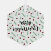 Niedliche Polska dot Christmas tree Red Green Ornament Aus Glas (Rückseite)