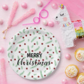 Niedliche Polska dot Christmas tree Red Green Pappteller (Party)