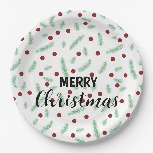 Niedliche Polska dot Christmas tree Red Green Pappteller (Vorderseite)