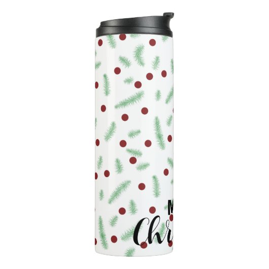 Niedliche Polska dot Christmas tree Red Green Thermosbecher (Nach links gedreht)