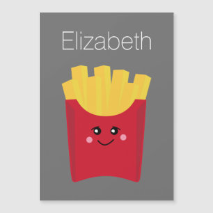 niedliche Pommes-Frites mit grauem Hintergrund Magnetkarte