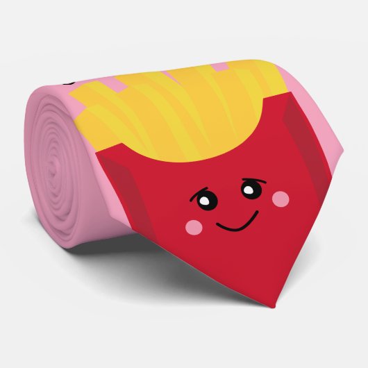 niedliche Pommes-Frites mit rosa Hintergrund Krawatte (Gerollt)