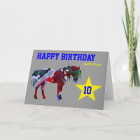 Niedliche Pony Birthday Card - 10. Geburtstagskart