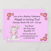 Niedliche Pony Birthday Einladung für Mädchen (Vorne/Hinten)