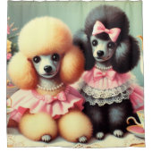 Niedliche Poodle-Illustration Duschvorhang (Vorderseite)
