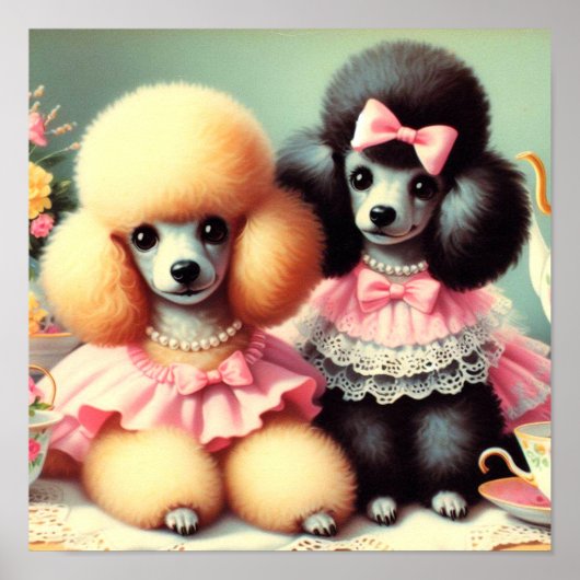 Niedliche Poodle-Illustration Poster (Vorne)
