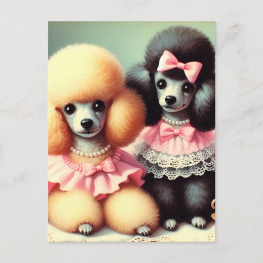 Niedliche Poodle-Illustration Postkarte (Vorderseite)