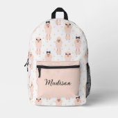 Niedliche Poodles mit Bows-Individuelle Name Bedruckter Rucksack (Vorderseite)