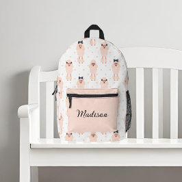 Niedliche Poodles mit Bows-Individuelle Name Bedruckter Rucksack