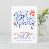 Niedliche Pool-Party Einladung (Stehend Vorderseite)