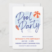 Niedliche Pool-Party Einladung (Vorderseite)
