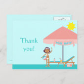 Niedliche Pool Party Girl's danke Ihnen Postcard Postkarte (Vorne/Hinten)