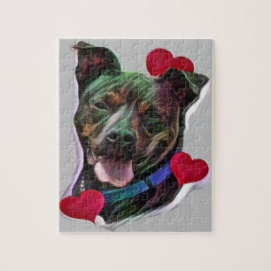 Niedliche Pop Art Pit Bull Staffordshire Liebe Puzzle