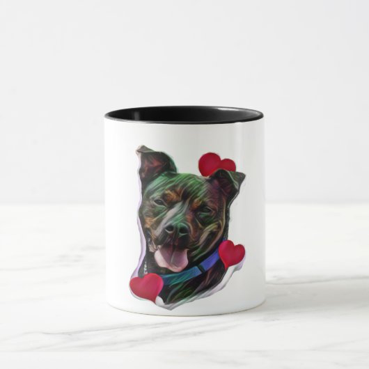 Niedliche Pop Art Pit Bull Staffordshire Liebe Tasse (Zentrum)