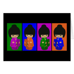 Niedliche Pop-Kunst Kokeshi Puppen