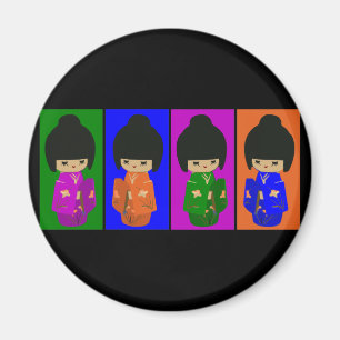 Niedliche Pop-Kunst Kokeshi Puppen Magnet