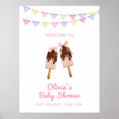 Niedliche Popcicle Bow Ice Cream Baby Dusche Willk Poster (Vorne)