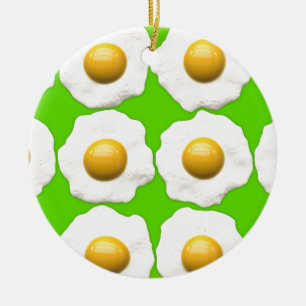 Niedliche Popkunst eggs auf Limonem grünem Keramik Ornament