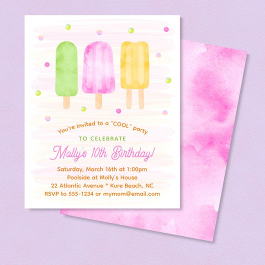 Niedliche Popsicles Girl Summer Birthday Einladung