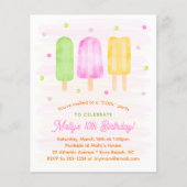 Niedliche Popsicles Girl Summer Birthday Einladung (Vorderseite)