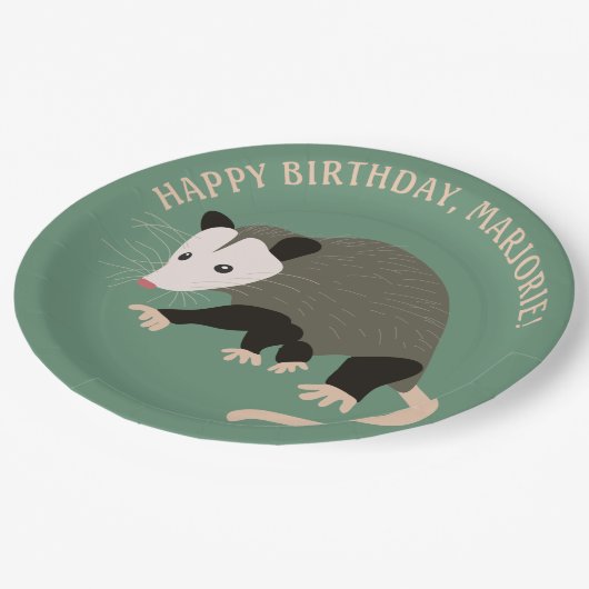 Niedliche Possum Illustration Light Green Personal Pappteller (Schrägansicht)