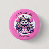 Niedliche Possum Personalisierte Girl's Birthday G Button (Vorderseite)