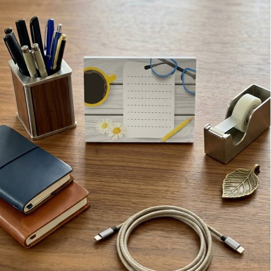 Niedliche Post-it®-Hinweise mit Kaffee und Blume Post-it Klebezettel