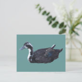 Niedliche Postkarte für Schwarze Ente (Stehend Vorderseite)