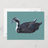 Niedliche Postkarte für Schwarze Ente (Vorne/Hinten)