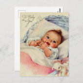 Niedliche Postkarte für Vintages Neugeborenes (Vorne/Hinten)