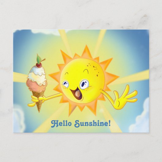 Niedliche Postkarte SommerSun Kawaii (Vorderseite)