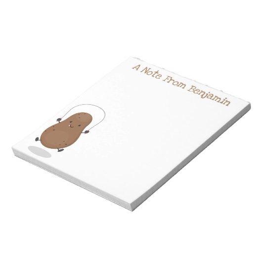 Niedliche Potato-Grün-Cartoon-Abbildung Notizblock (Rotiert)