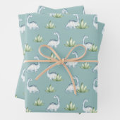 Niedliche prähistorische Dinosaurier und Pflanze M Geschenkpapier Set (Beispiel)