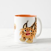 Niedliche Prankish Cartoonbobcat-Tasse Zweifarbige Tasse (VorderseiteRechts)