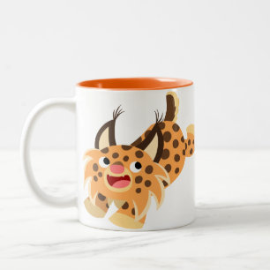 Niedliche Prankish Cartoonbobcat-Tasse Zweifarbige Tasse