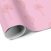 Niedliche Preppy Palm Trees und Cactus Retro Pink Geschenkpapier (Rolleneckpunkt)