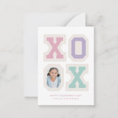 Niedliche Preppy-Pflaster Foto Valentine Mitteilungskarte (Vorderseite)