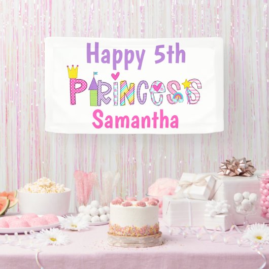 Niedliche Princess Alphabet Personalisiert Geburts Banner (Party)
