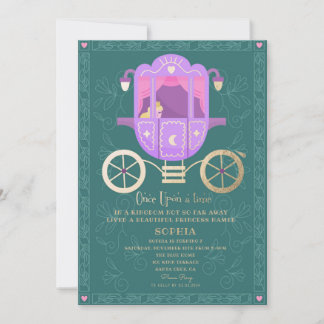 Niedliche Princess Car Fairytale Geburtstagspartei Einladung