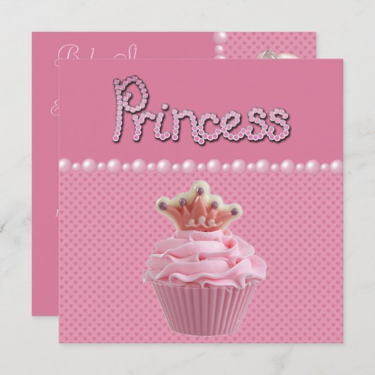 Niedliche Princess Cupcake Babydusche Einladung (Vorne/Hinten)