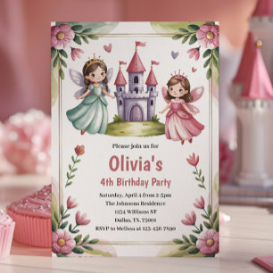 Niedliche Princess Fairy Birthday Party Einladung
