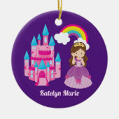 Niedliche Princess Girl Lila Rainbow Keramik Ornament (Vorne)