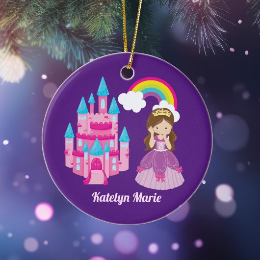 Niedliche Princess Girl Lila Rainbow Keramik Ornament
