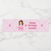 Niedliche Princess Personalisiert Pink Birthday Pa Wasserflaschenetikett (Einzelnes Label)