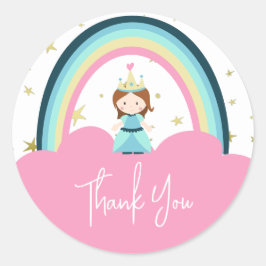 Niedliche Princess Rainbow Vielen Dank Runder Aufkleber